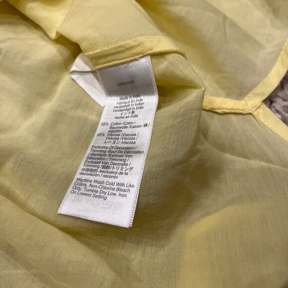 NWT Madewell Shirred Lace Trim Top Sz XL Yellow Preppy Casual Boho - Picture 4 of 7